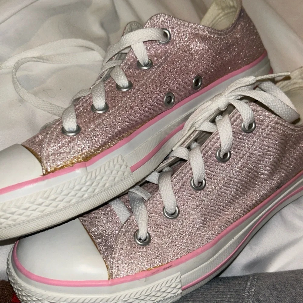 Vintage Y2K Converse‎ All Star Pink Glitter Low Top Kids Size 3 (2001)